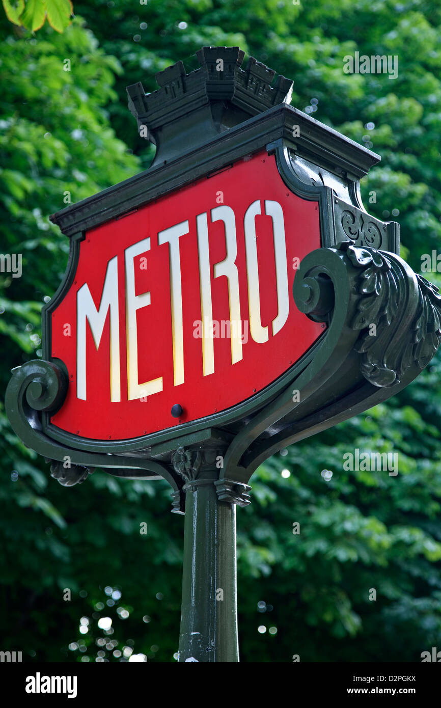 Metro/subway sign, Paris, France Stock Photo