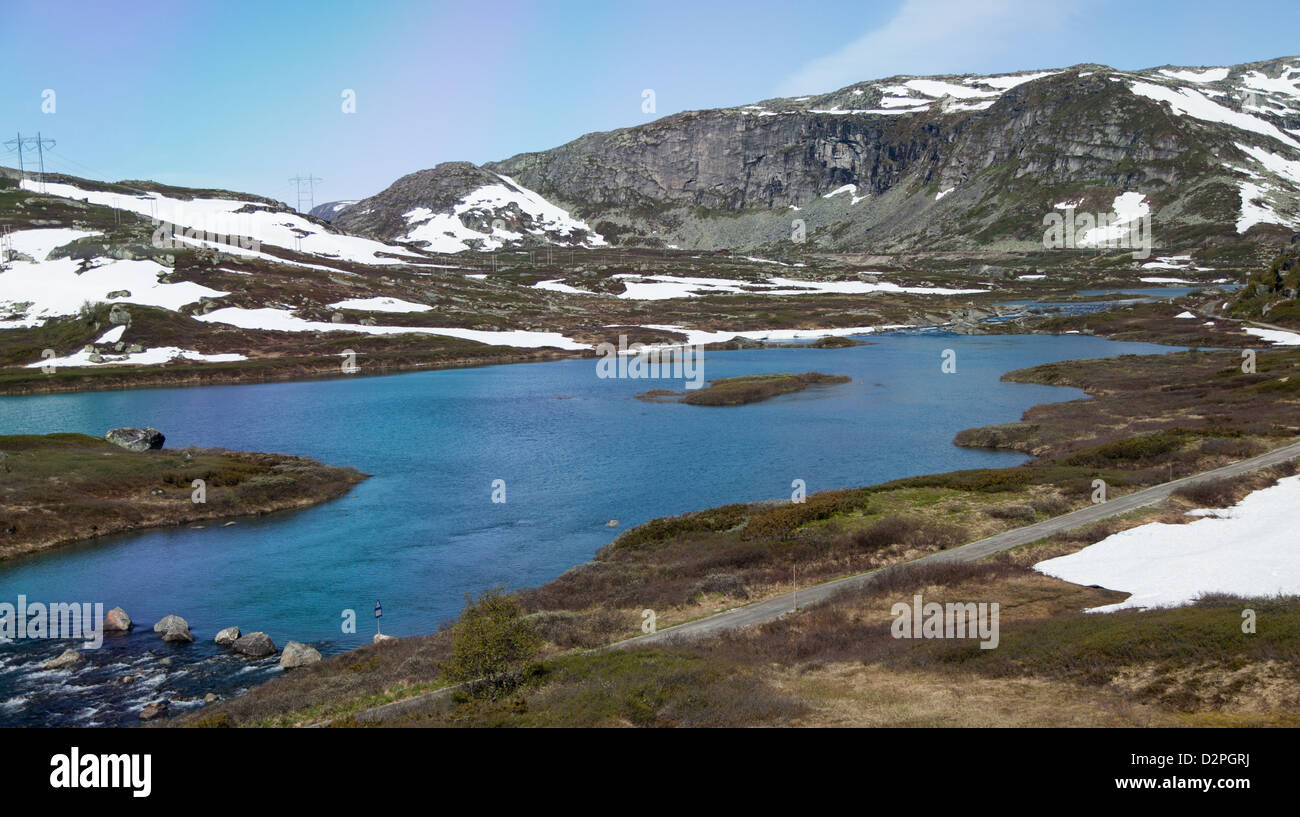 Lakes and river on the Hardangervidda plateau, aboard the Bergen Railway  from Olso to Myrdal, Norway Stock Photo - Alamy
