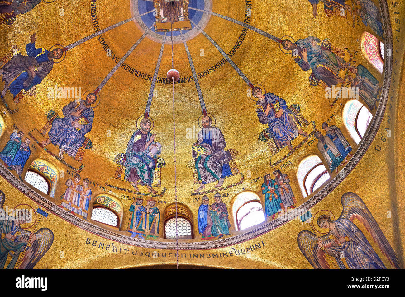Byzantine style Mosaics inside St Mark's Basilica Venice, Basilica San Marco Stock Photo