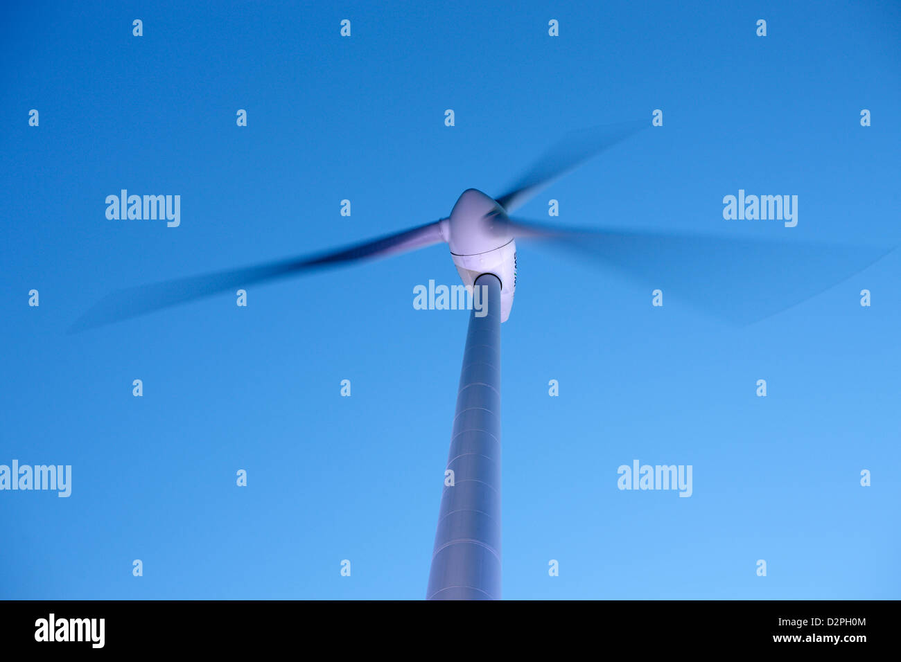 Munich, Germany, lightened the windmill wind turbine Fröttmaning evening Stock Photo