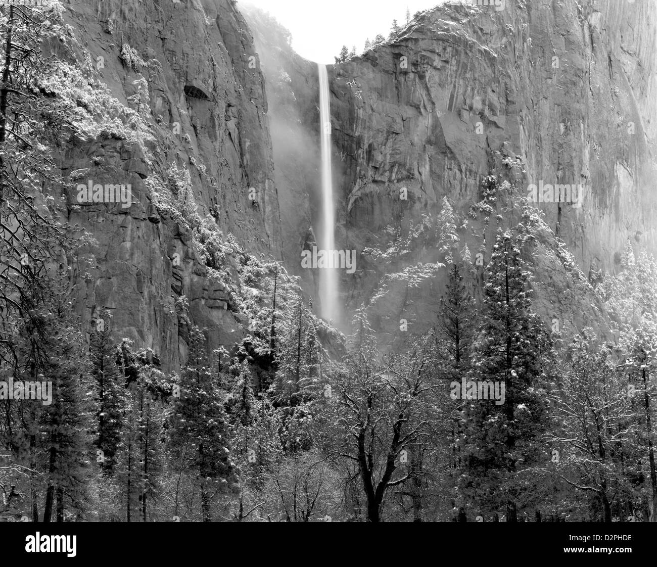 BW00739-00...CALIFORNIA - Bridalveil Falls during winter in Yosemite National Park. Stock Photo