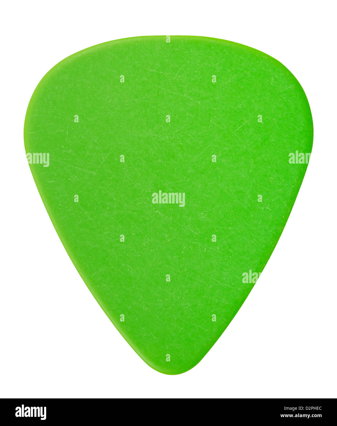 green plastic guitar plectrum, isolated on white Stock Photo