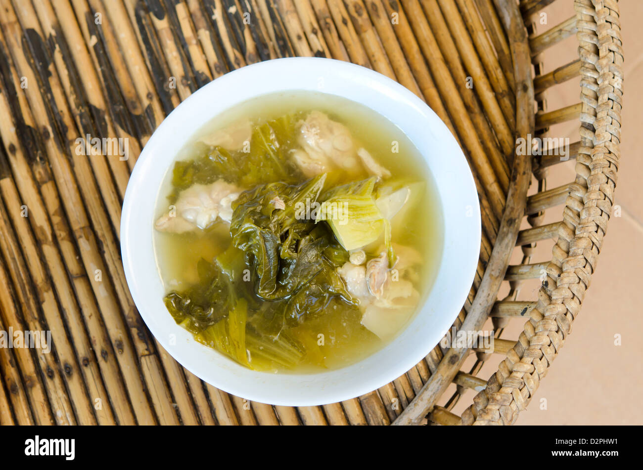 top view soup with pork and pickled vegetables Stock Photo