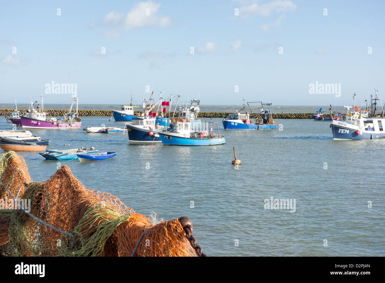 The outer harbour at Folkestone, Kent, UK. Folkestone still has an active and thriving fishing industry Stock Photo