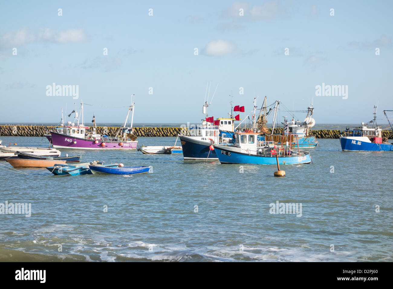 The outer harbour at Folkestone, Kent, UK. Folkestone still has an active and thriving fishing industry Stock Photo