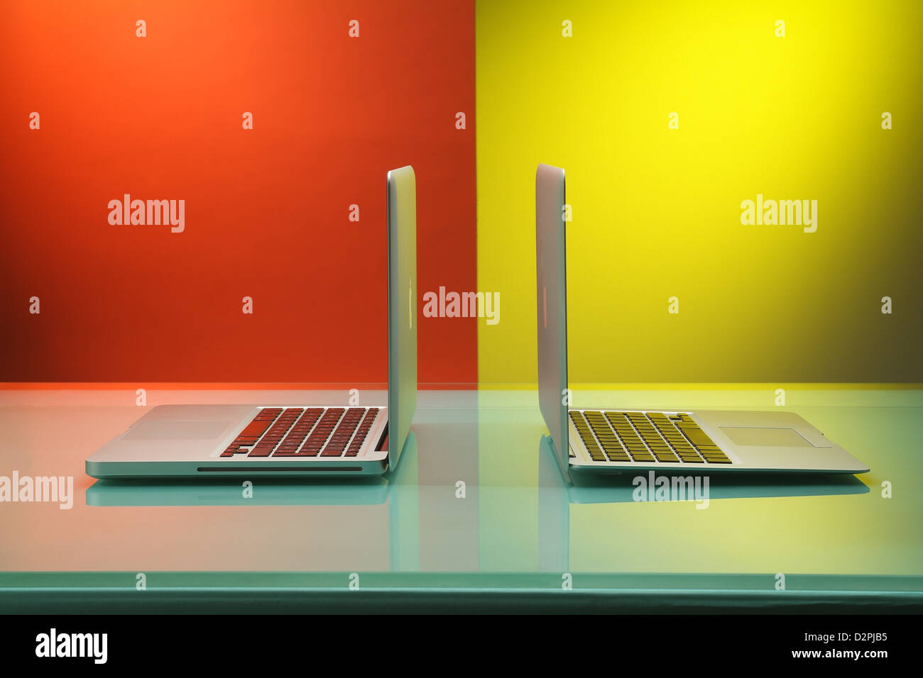 Hamburg, Germany, the Apple MacBook Pro (left) and Apple MacBook Air (right) Stock Photo
