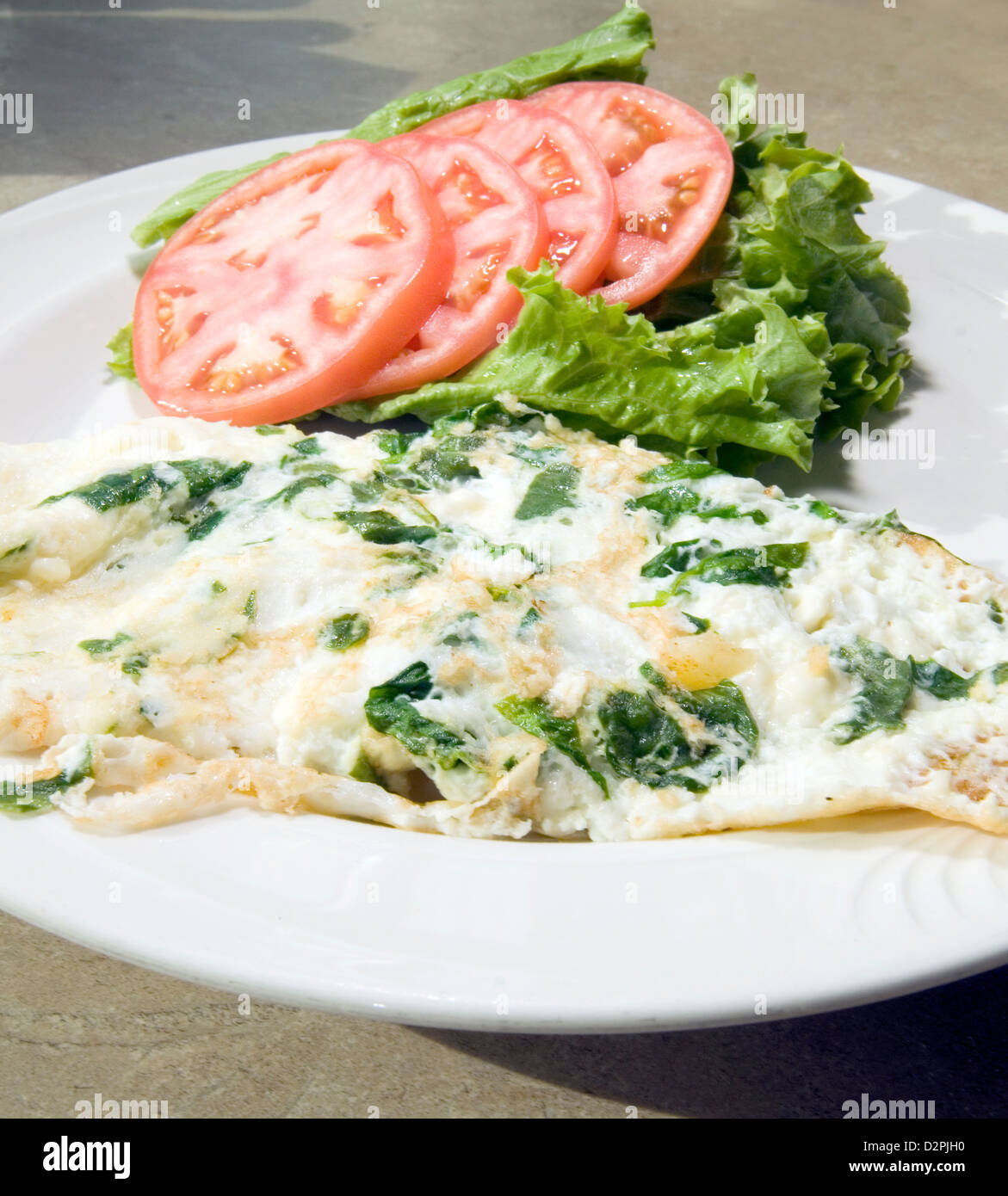 Florentine spinach egg white omelet feta cheese tomato and lettuce