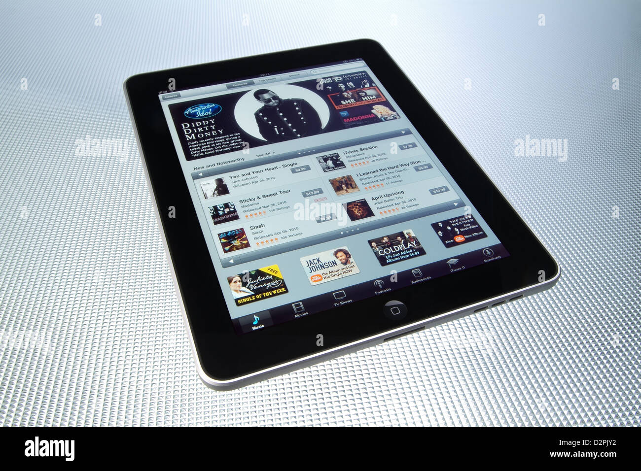 Hamburg, Germany, over the iPad with iTunes music purchase and download Stock Photo