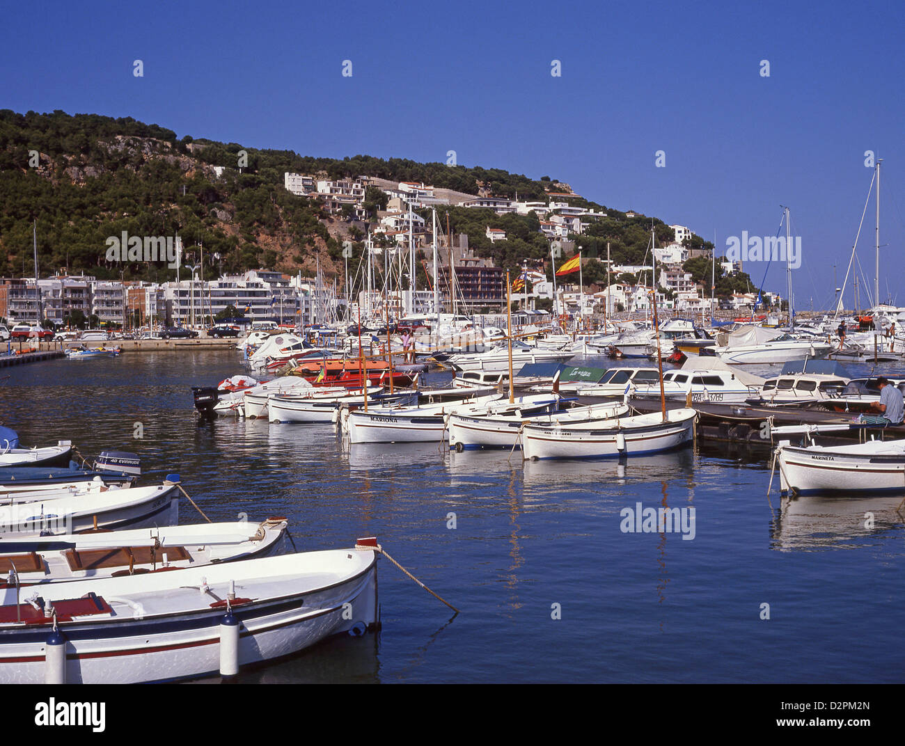 Harbour view, Estartit, Costa Brava, Girona Province, Catalonia (Catalunya), Spain Stock Photo