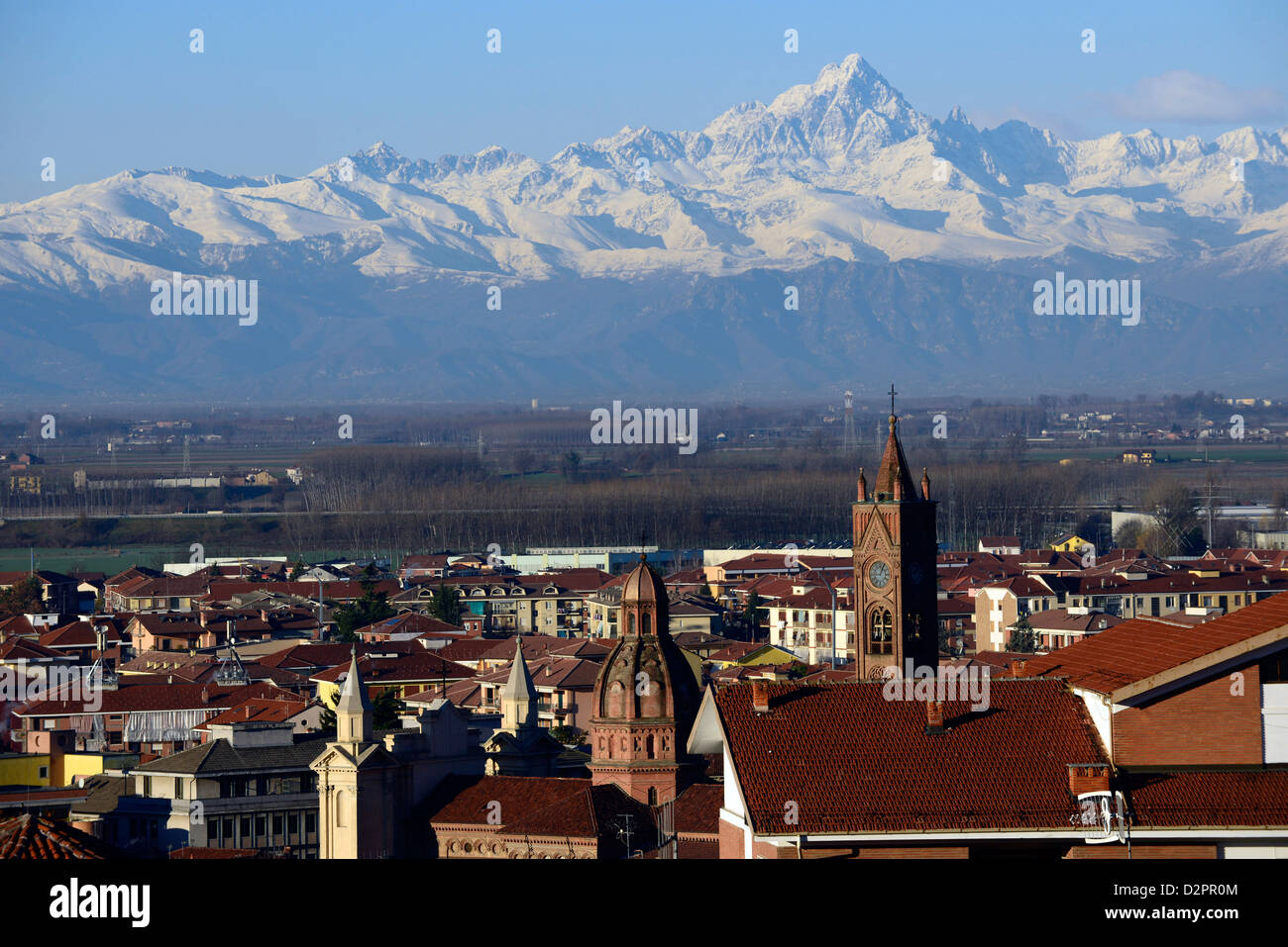 The little Piedmont town of Bra with the Italian Alps in the background  Stock Photo - Alamy