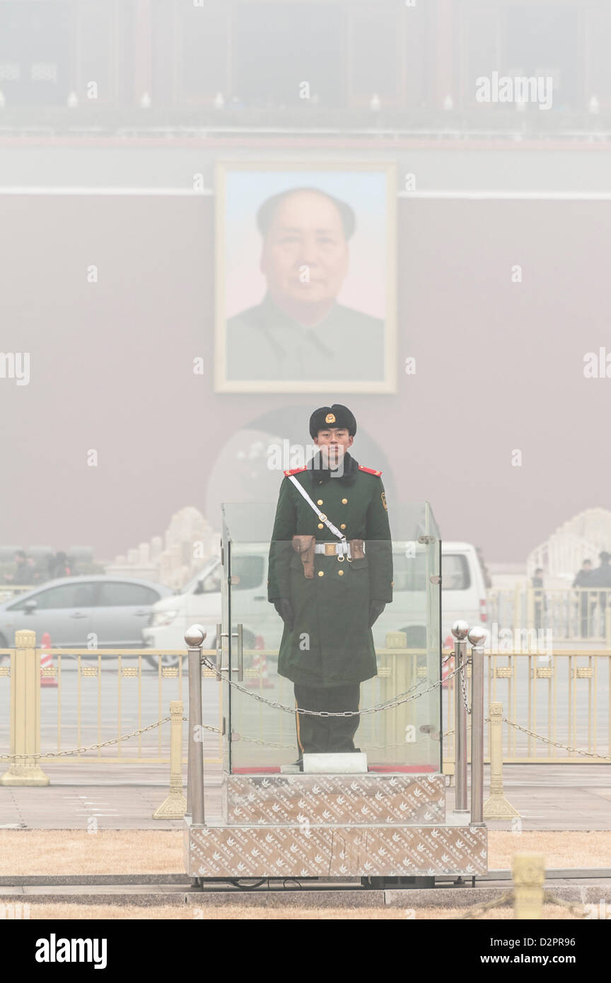 Beijing, China. 29th January 2013. With the acceleration of urbanization, industrial pollution, automobile exhaust, and so more and more to China's cities increasingly serious air pollution and poor air quality.  Credit:  avadaRM / Alamy Live News Stock Photo