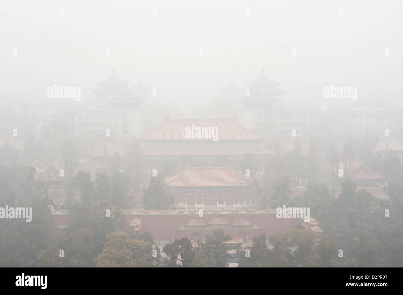 Beijing, China. 29th January 2013. Beijing city enveloped by the heavy fog and haze in Jan 29, 2013.  Credit:  avadaRM / Alamy Live News Stock Photo