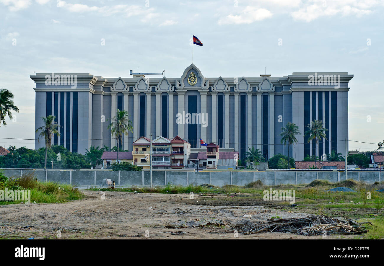 The Peace Palace, one of several government buildings along Confederation de la Russie in Phnom Penh, Cambodia Stock Photo