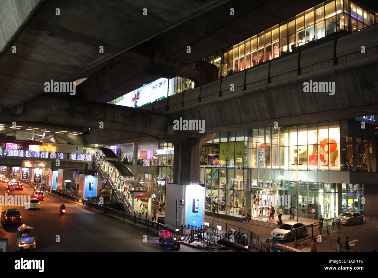 BTS Railway Over Rama 1 Road Near Siam Paragon Shopping Mall In Bangkok 