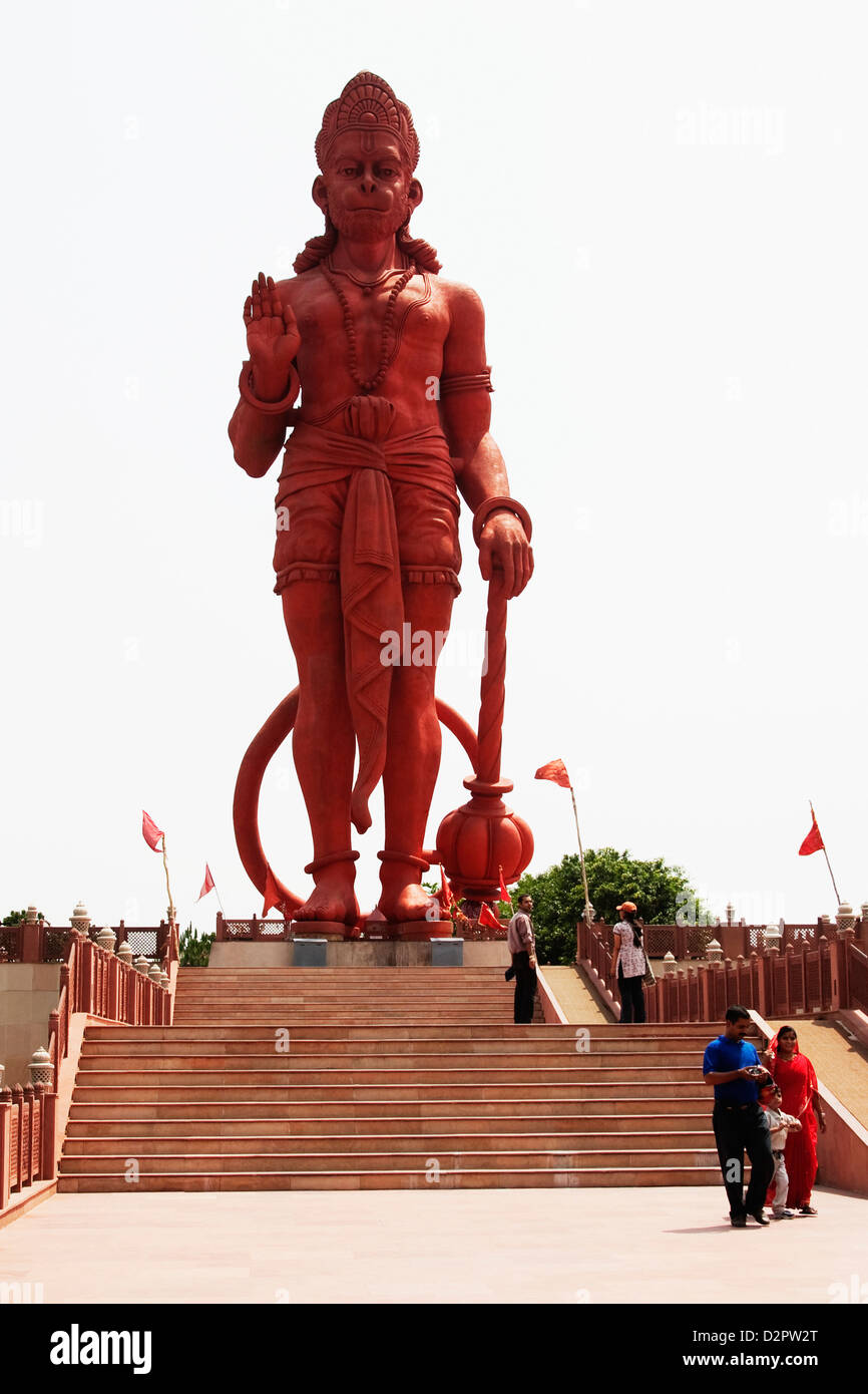 Idol of Lord Hanuman at a temple, Chhatarpur Temple, New Delhi, India Stock Photo