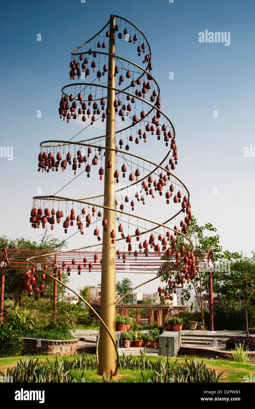 Decorated pole in a garden, Garden of Five Senses, Saidul Ajaib, New Delhi, India Stock Photo