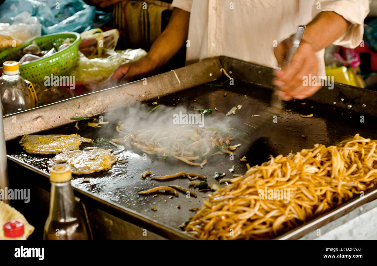 mi-char Cambodian street food, Central Market ,Phnom Penh Stock Photo