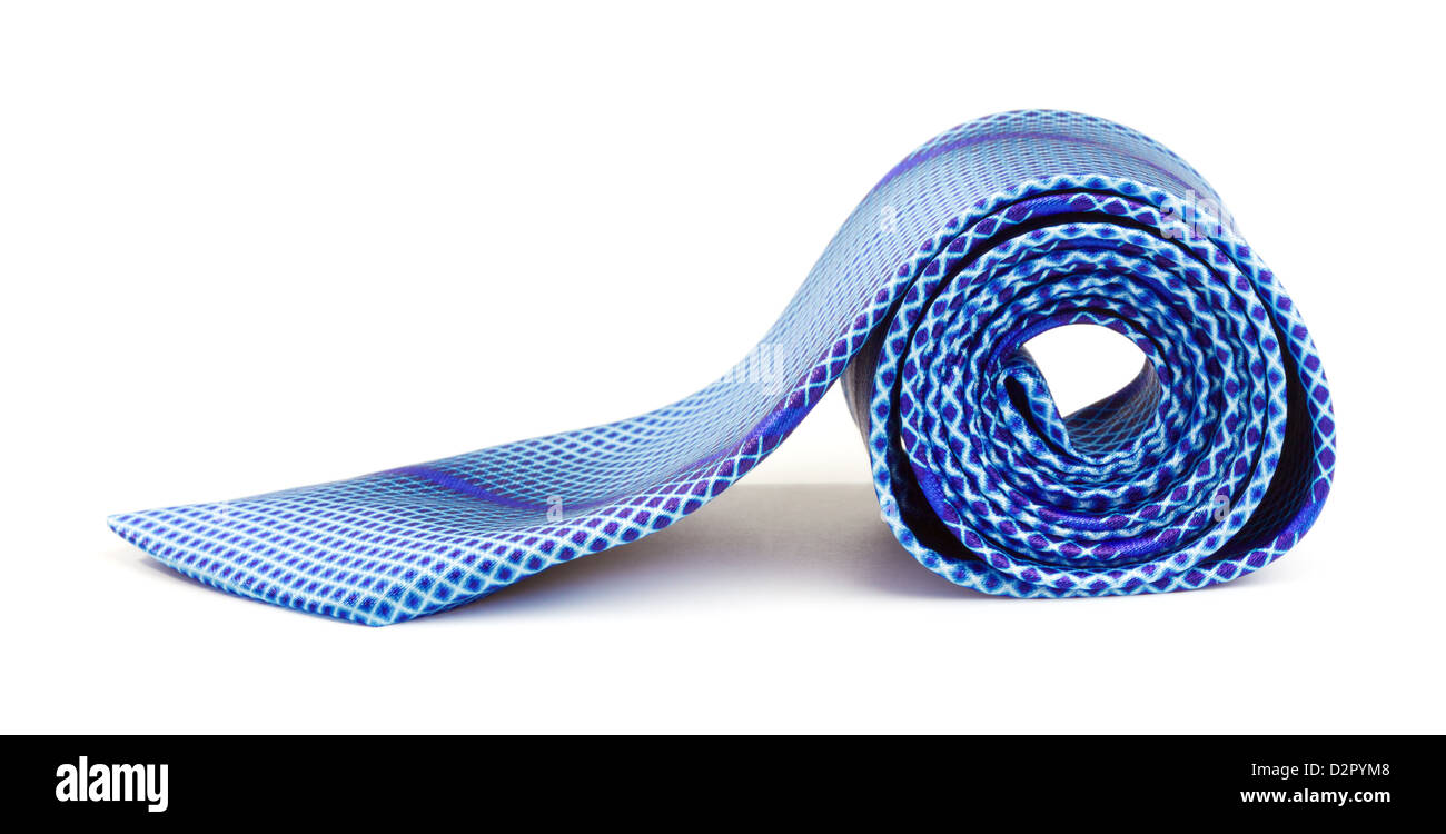 elegant blue tie isolated on white background Stock Photo