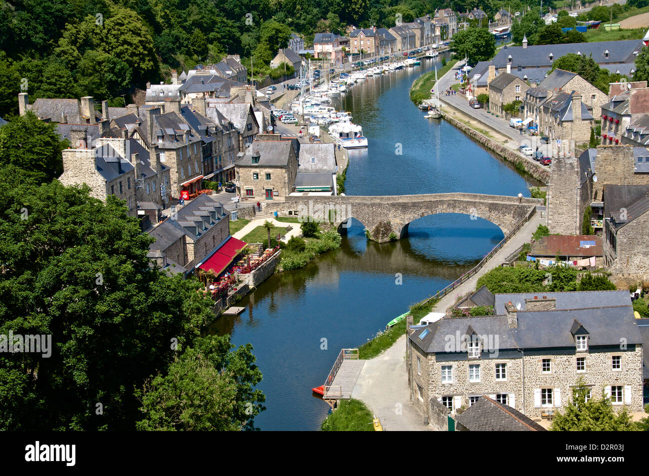 Rance River valley and Dinan harbour with the Stone Bridge, Dinan ...