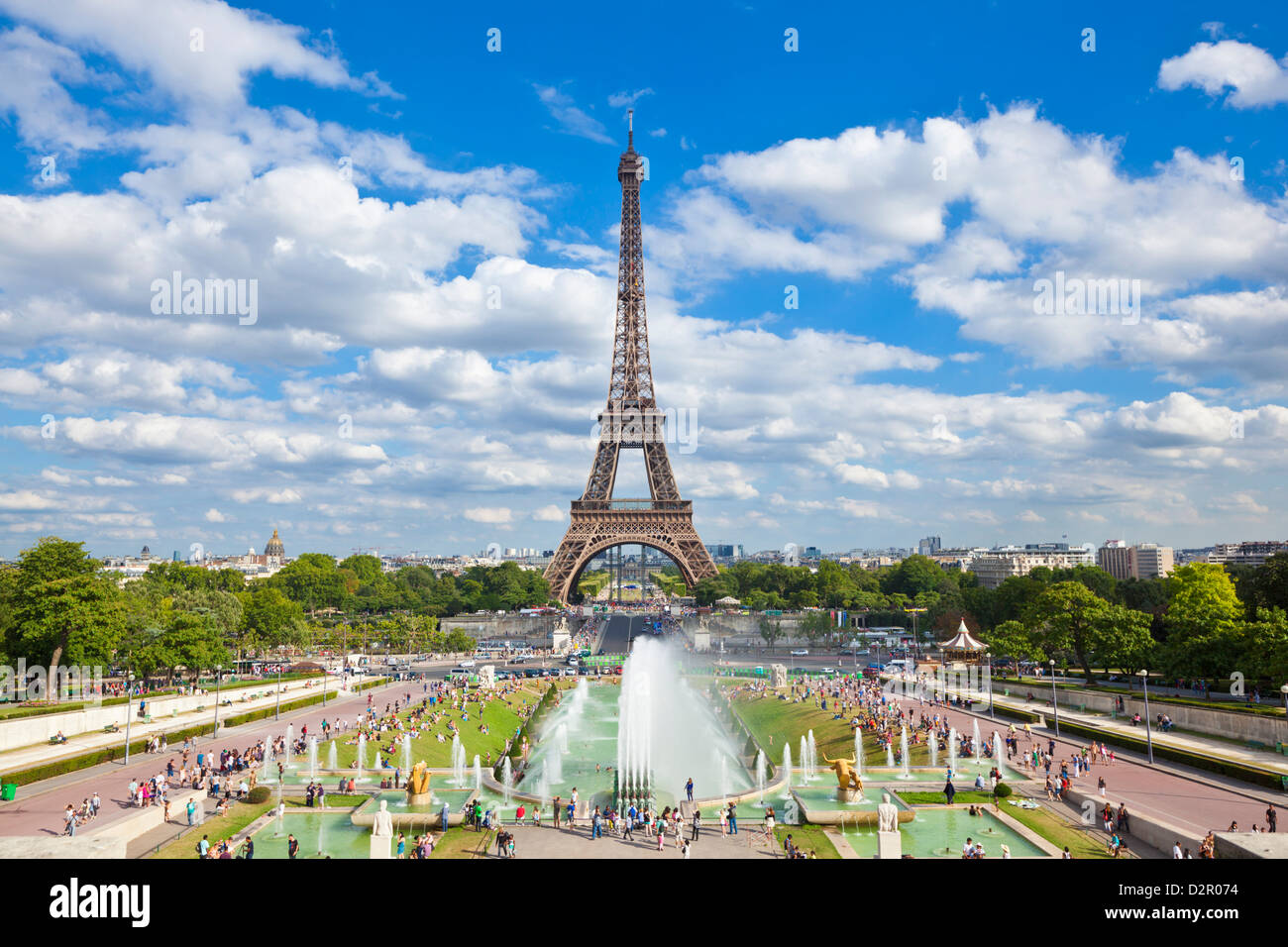 Eiffel Tower and the Trocadero Fountains, Paris, France, Europe Stock Photo