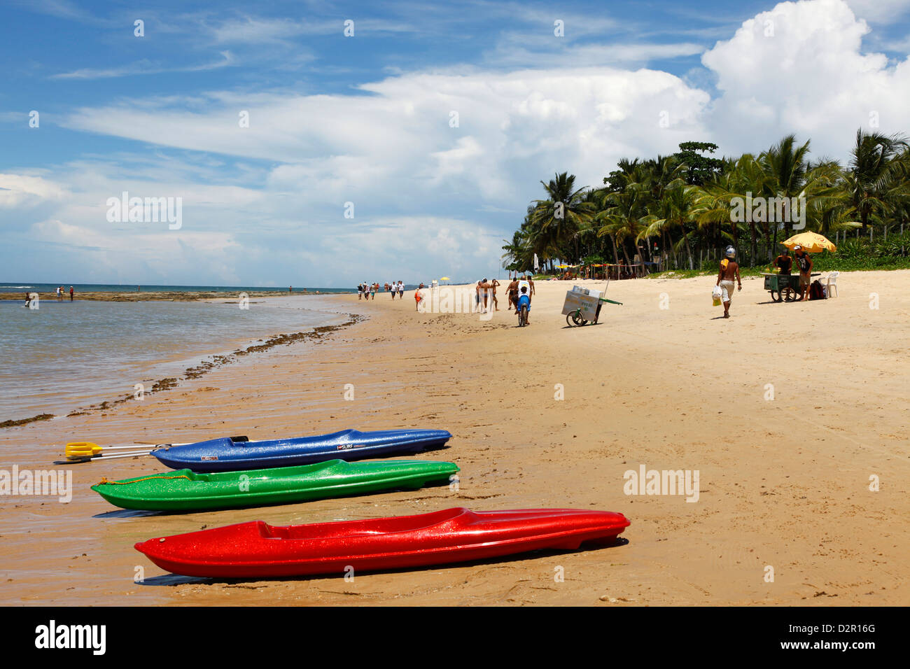 People at Parracho Beach, Arraial d'Ajuda, Bahia, Brazil. Stock Photo