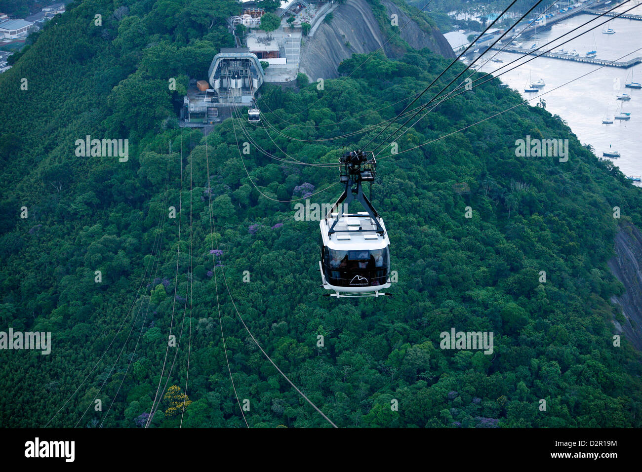 Cable cars at the Pao de Acucar (Sugar Loaf mountain), Rio de Janeiro, Brazil, South America Stock Photo