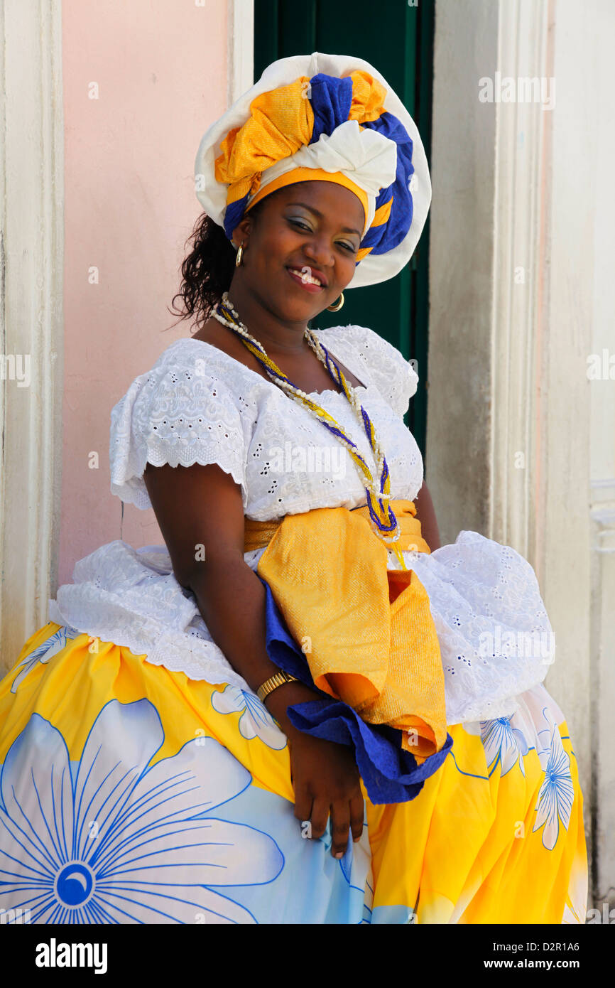 Brazilian Woman Of African Descent Wearing Traditional Baiana Costume ...
