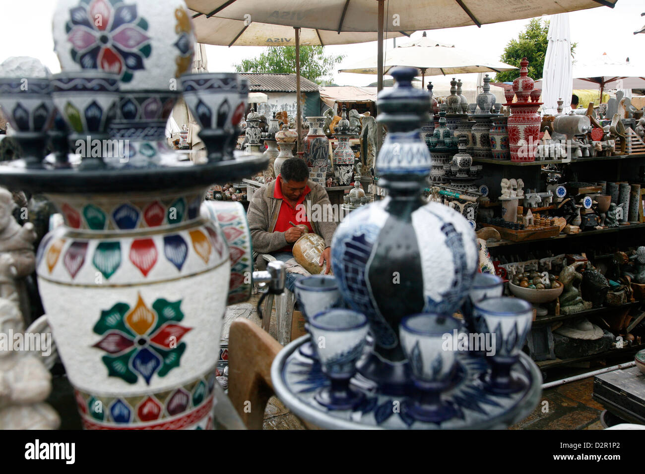 Craft market near Sao Francisco de Assis church, Ouro Preto, Minas Gerais, Brazil, South America Stock Photo