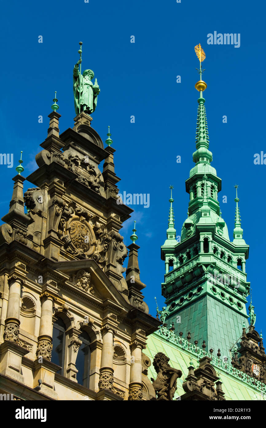 Ornate neo-renaissance architecture of the Hamburg Rathaus (City Hall), opened 1886, Hamburg, Germany, Europe Stock Photo