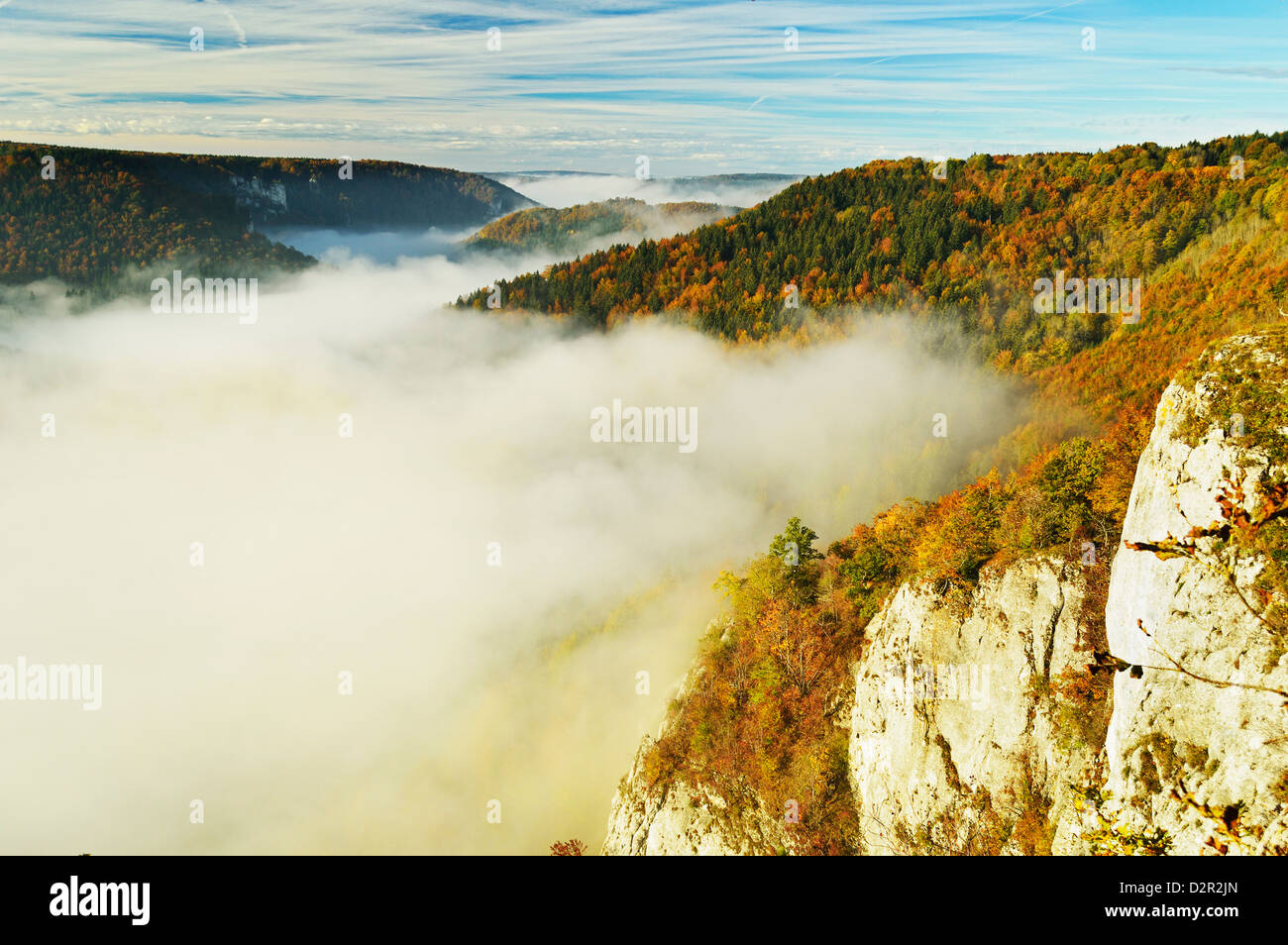 View from Eichfelsen of the Donautal (Danube Valley), near Beuron, Baden-Wurttemberg, Germany, Europe Stock Photo