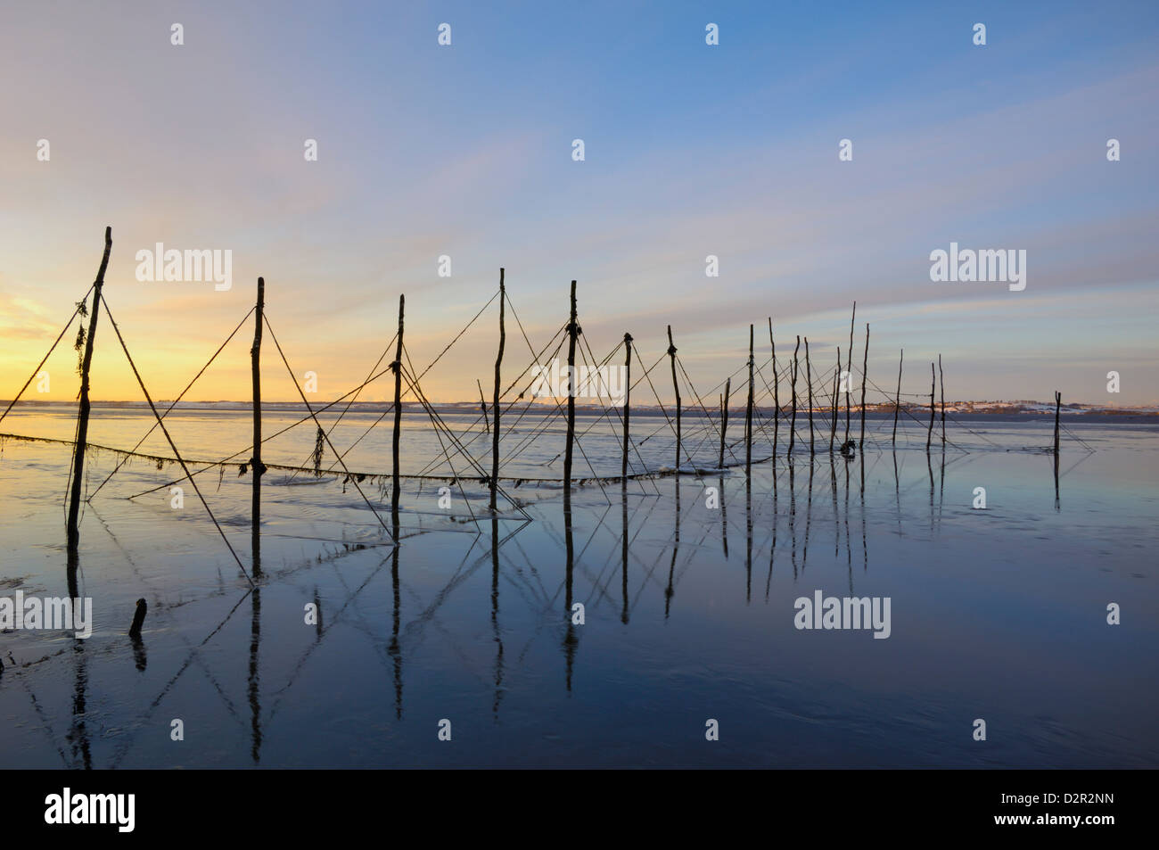 Salmon fishing nets, Solway Firth, near Creetown, Dumfries and Galloway, Scotland, United