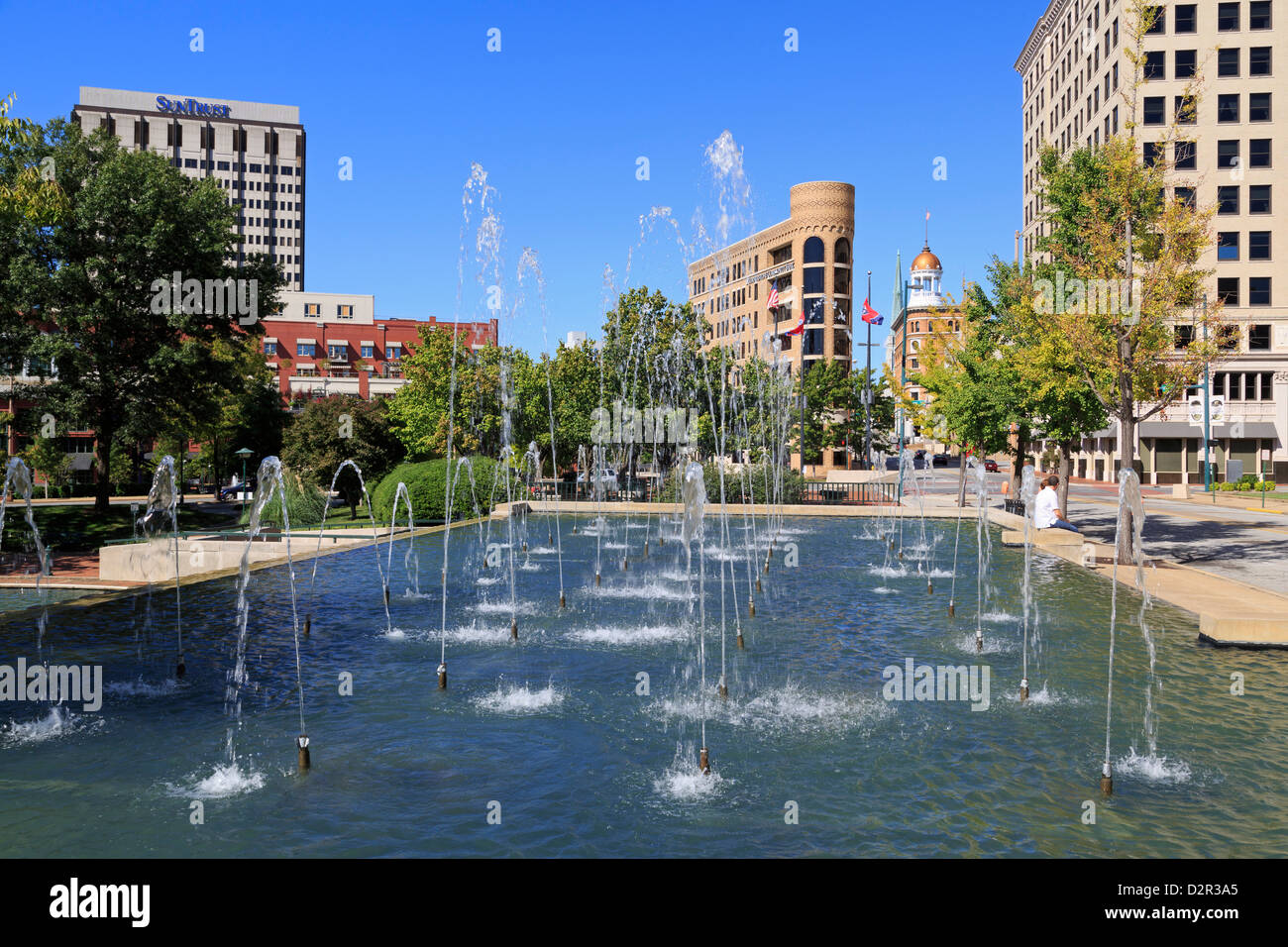 Fountain in Miller Park, Chattanooga, Tennessee, United States of America, North America Stock Photo