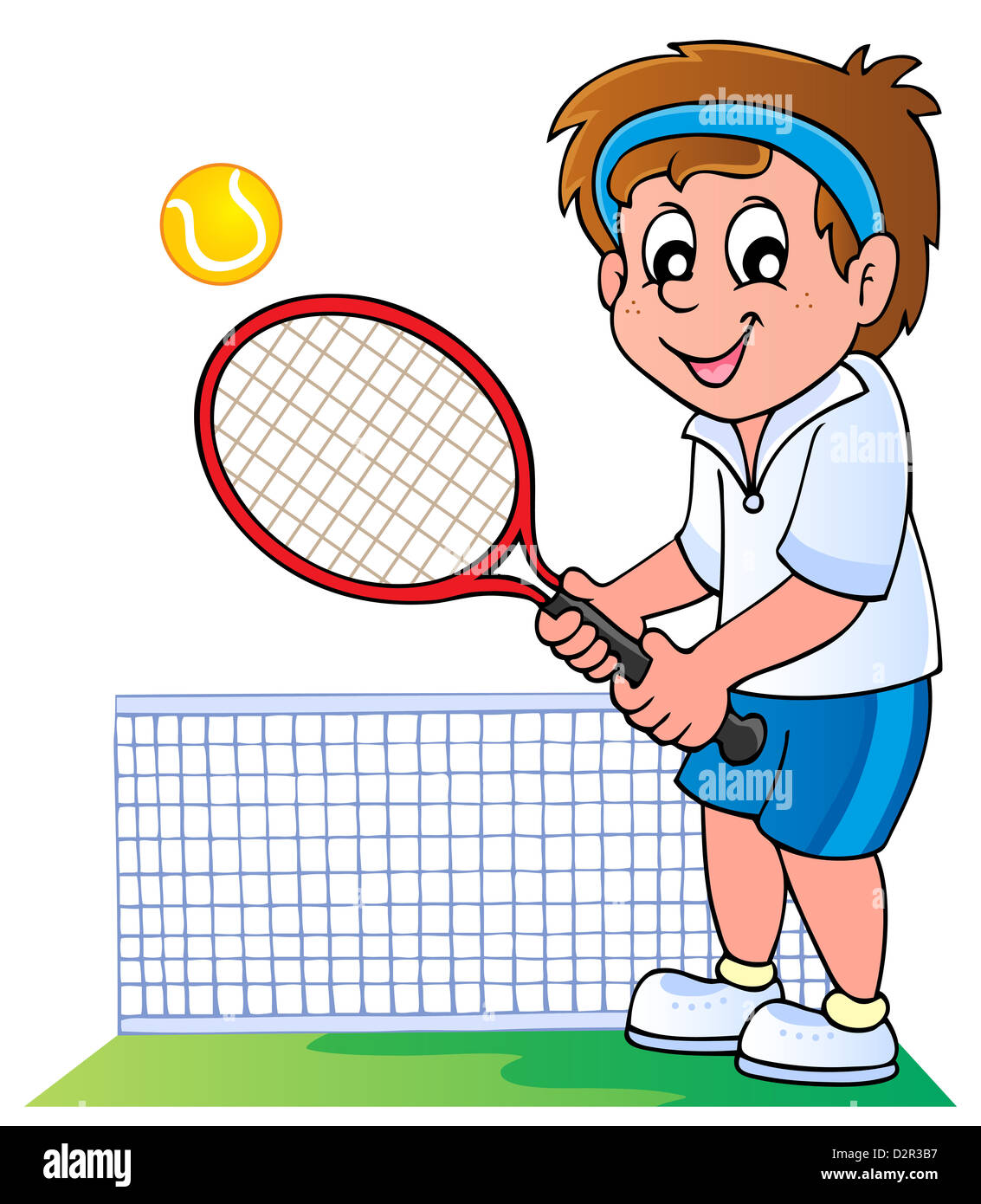 Cartoon tennis player - picture illustration Stock Photo - Alamy