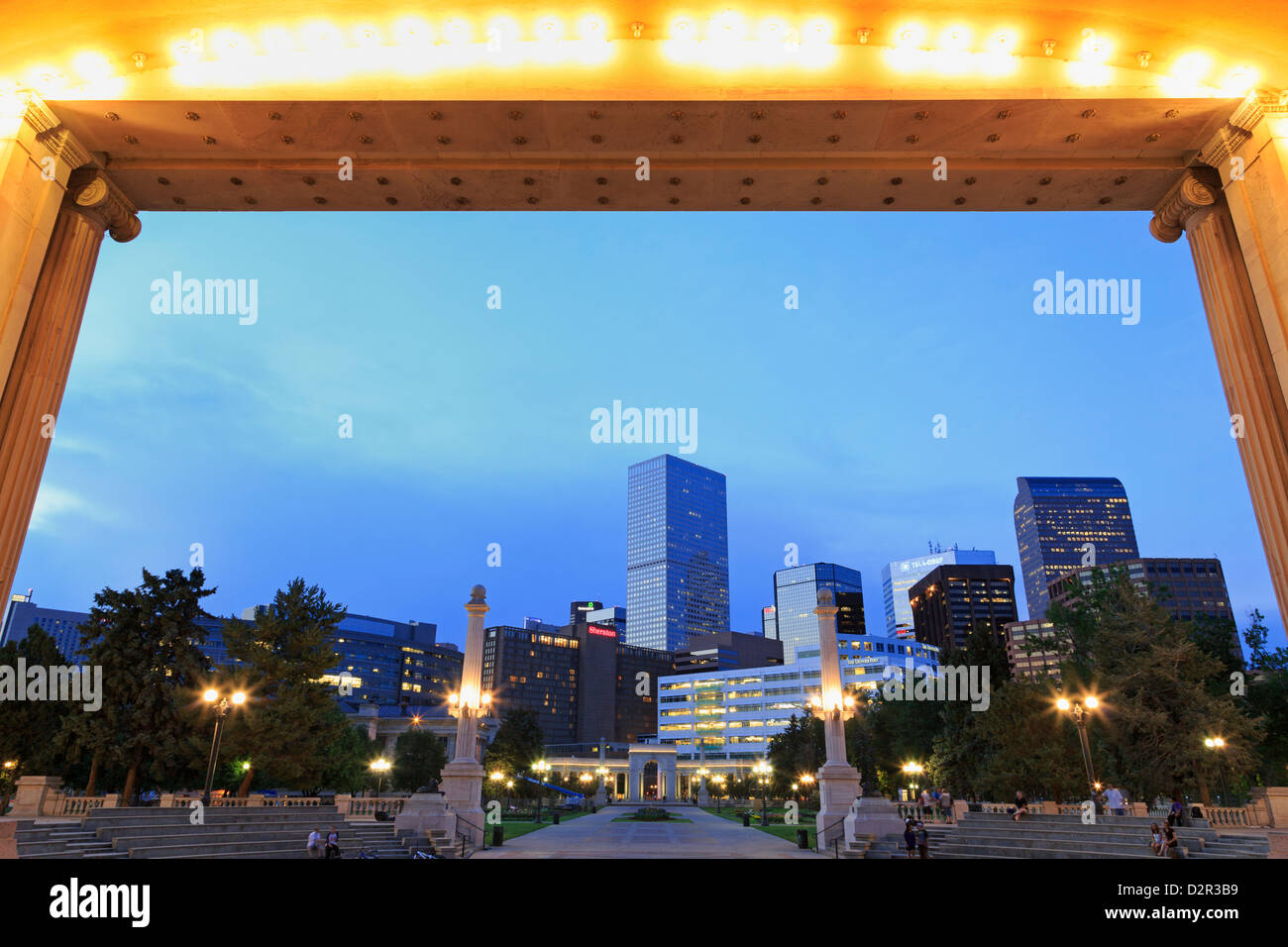 Civic Center Park and skyline, Denver, Colorado, United States of 