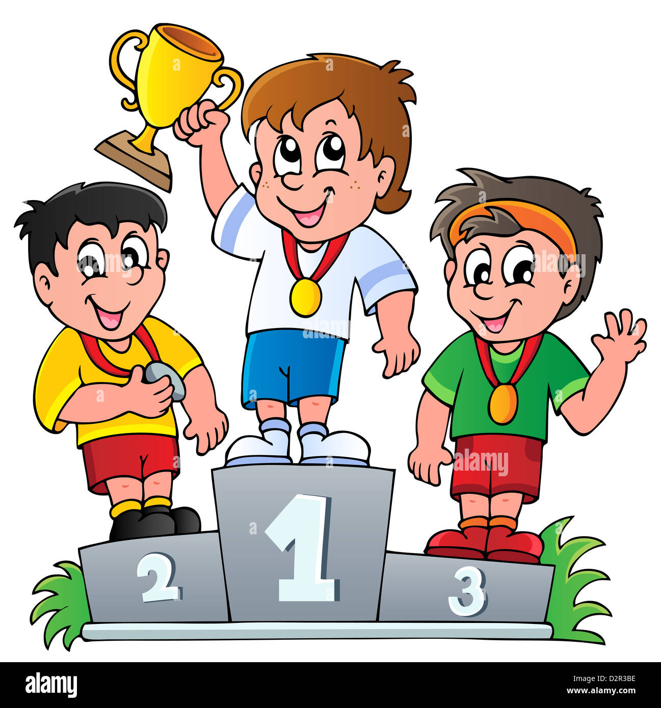 Cartoon winners podium - picture illustration Stock Photo - Alamy