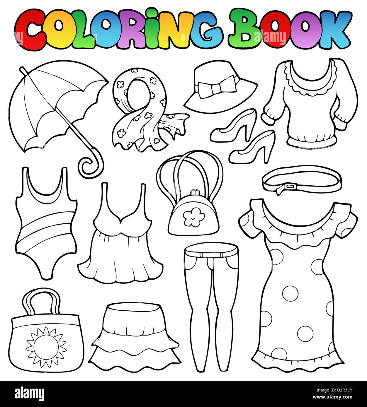 Coloring Book Clothes Theme Picture Stock Photos & Coloring Book