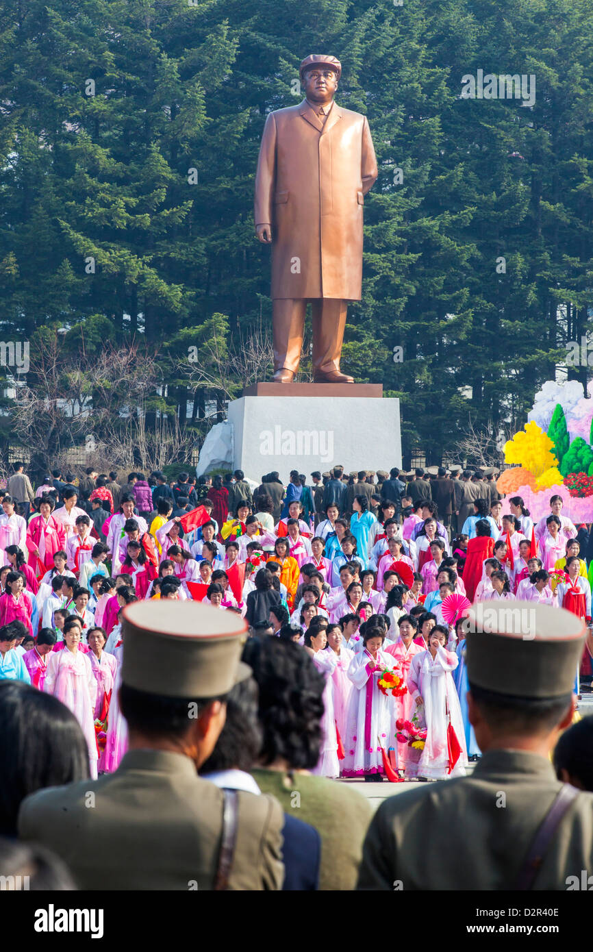 Celebrations on the 100th anniversary of the birth of President Kim Il Sun, in Pyongshong, outside Pyongyang, North Korea Stock Photo