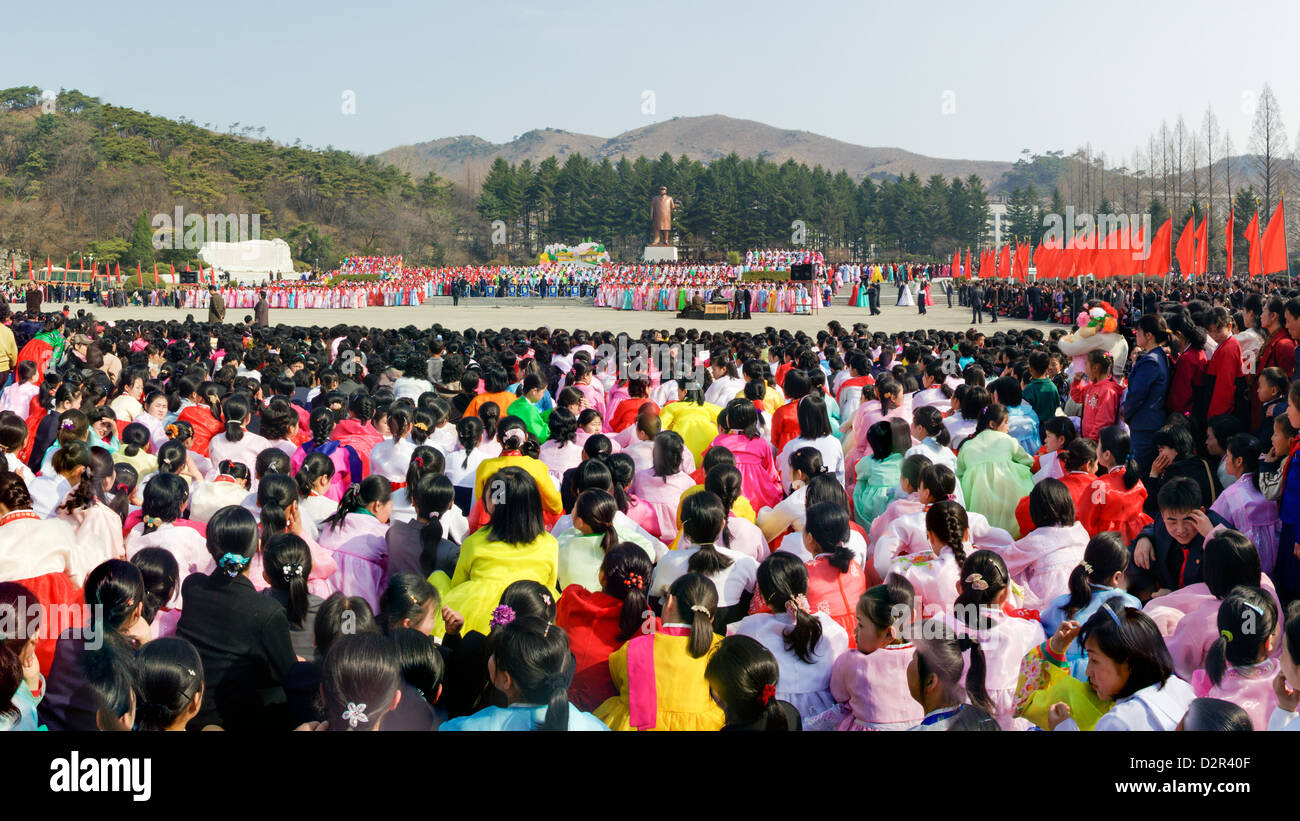 Celebrations on the 100th anniversary of the birth of President Kim Il Sun, in Pyongshong, outside Pyongyang, North Korea Stock Photo