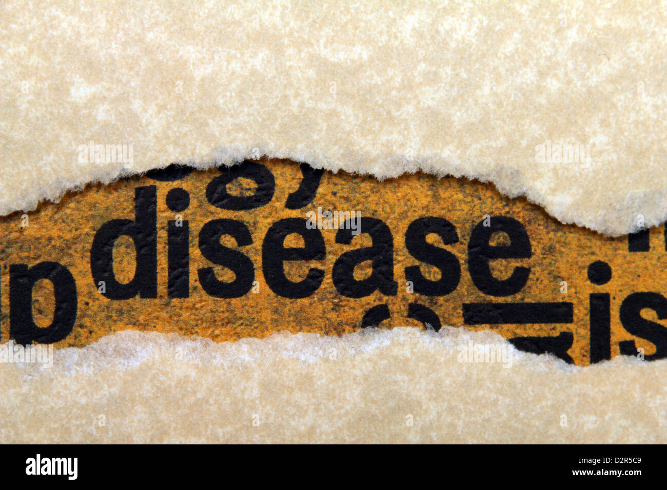 Disease text on paper hole Stock Photo