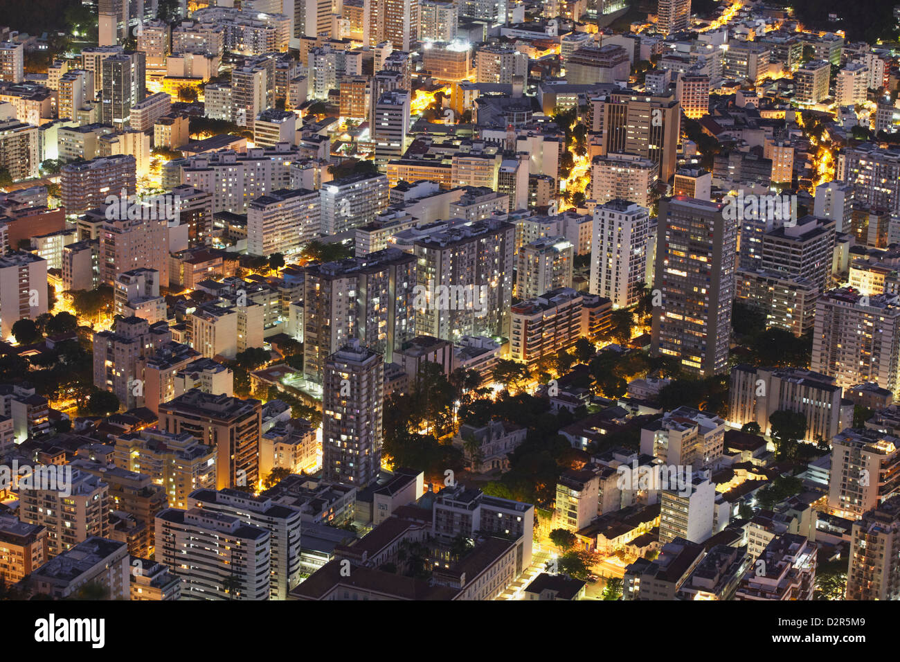 Buildings of Botafogo at night, Rio de Janeiro, Brazil, South America Stock Photo