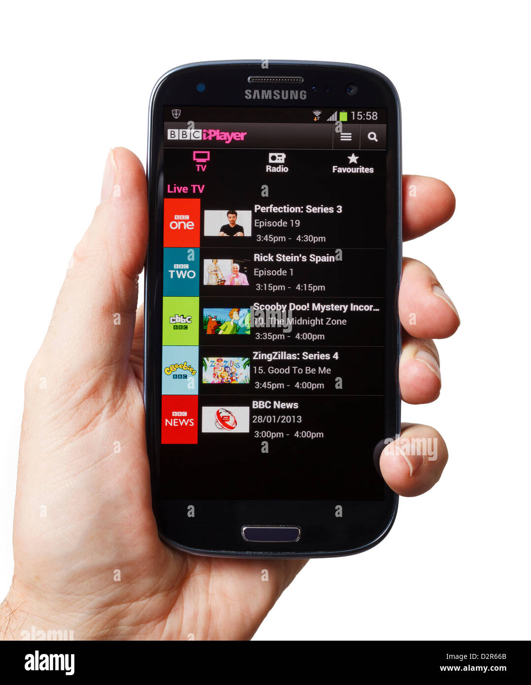 Android smartphone mobile phone smart phone showing BBC iPlayer Stock Photo