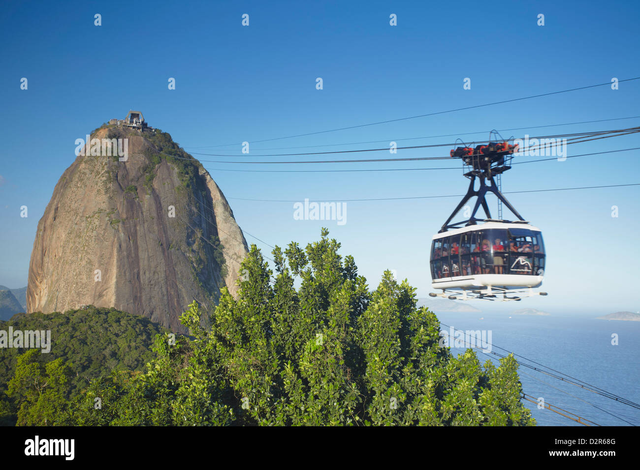 Cable car at Sugar Loaf Mountain (Pao de Acucar), Urca, Rio de Janeiro, Brazil, South America Stock Photo