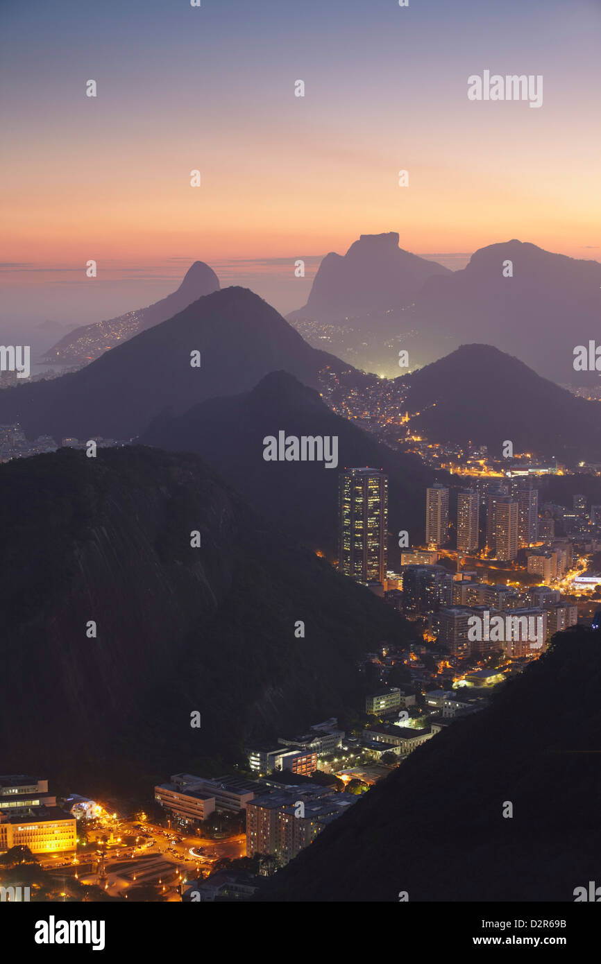 View of Rio at sunset from Sugar Loaf Mountain, Rio de Janeiro, Brazil, South America Stock Photo