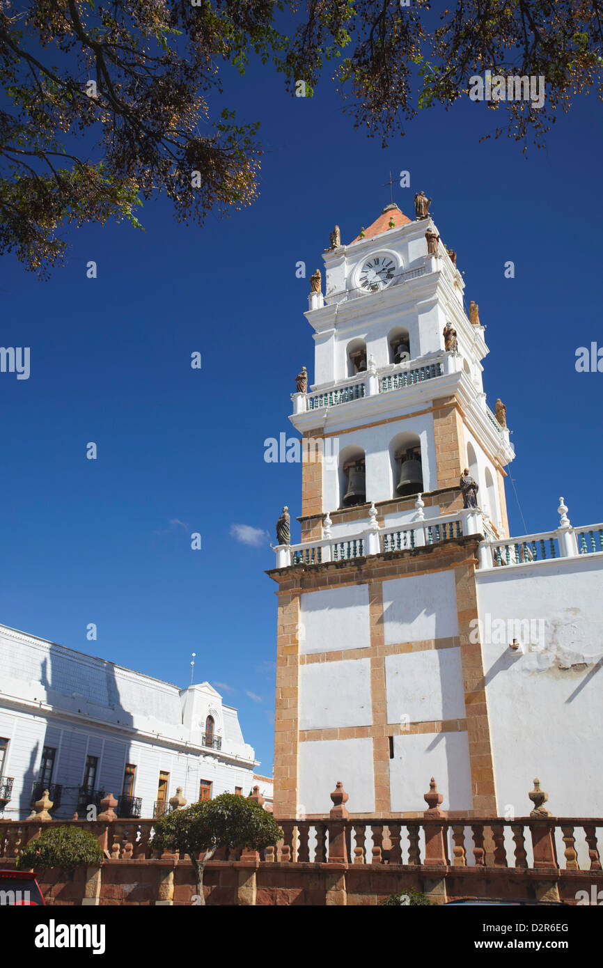 Cathedral in Plaza 25 de Mayo, Sucre, UNESCO World Heritage Site, Bolivia, South America Stock Photo