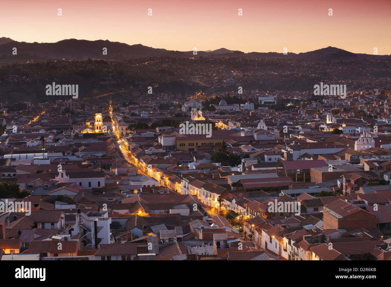 View of Sucre, UNESCO World Heritage Site, Bolivia, South America Stock Photo