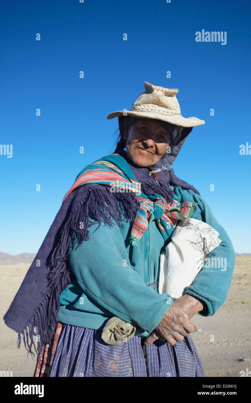 Bolivian woman, Uyuni, Potosi Department, Bolivia, South America Stock Photo