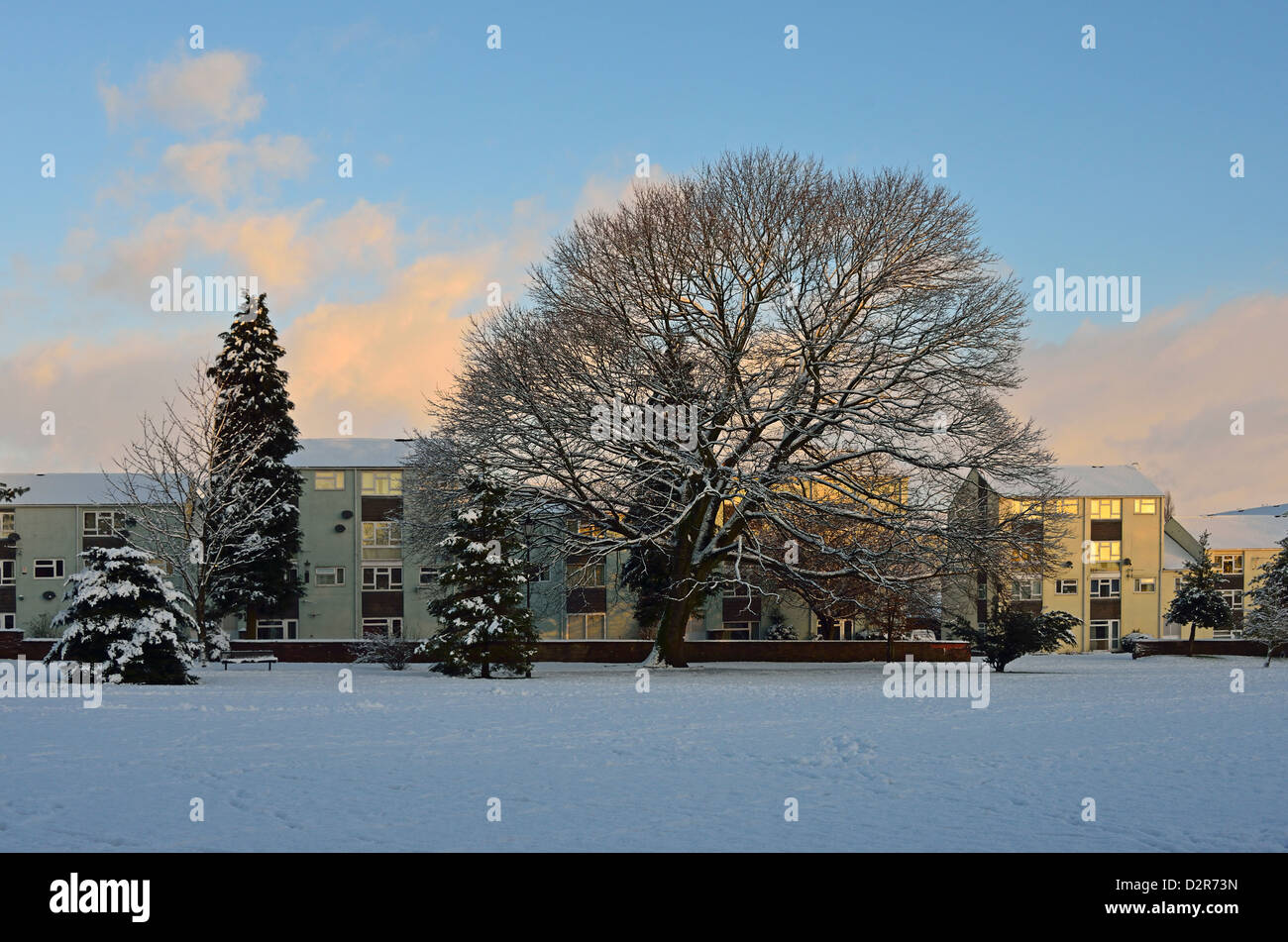 Housing in winter. Waterside, Kendal, Cumbria, England, United Kingdom