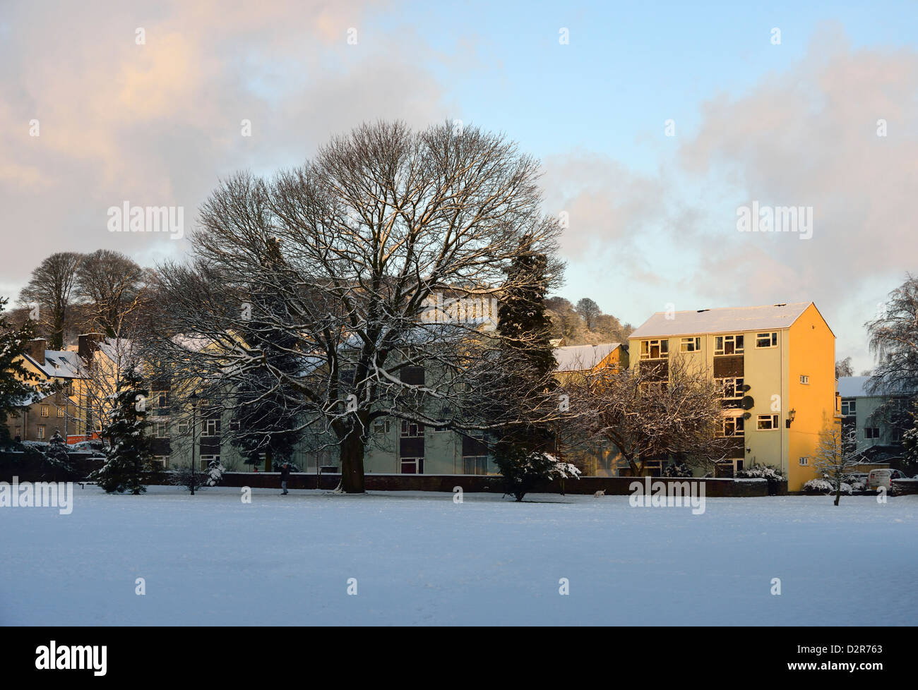 Housing in winter. Waterside, Kendal, Cumbria, England, United Kingdom