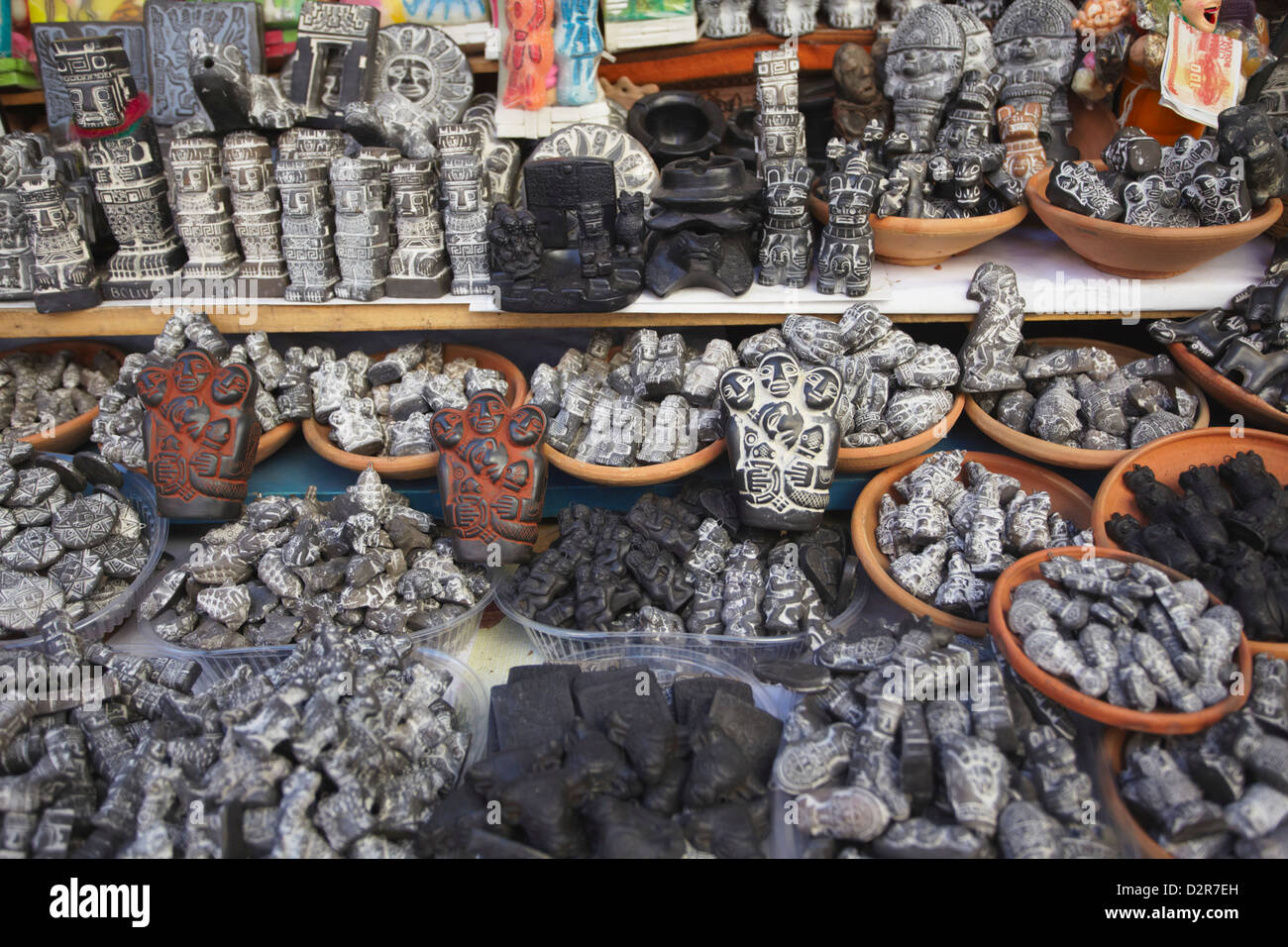 Carved stone souvenirs in Witches' Market, La Paz, Bolivia, South