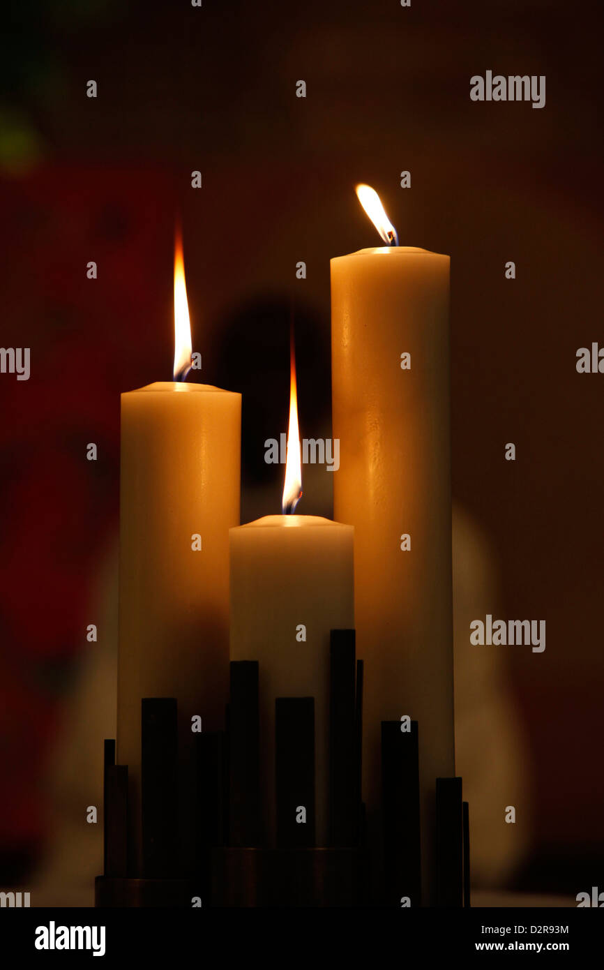 Church candles, Hauts-de-Seine, France, Europe Stock Photo